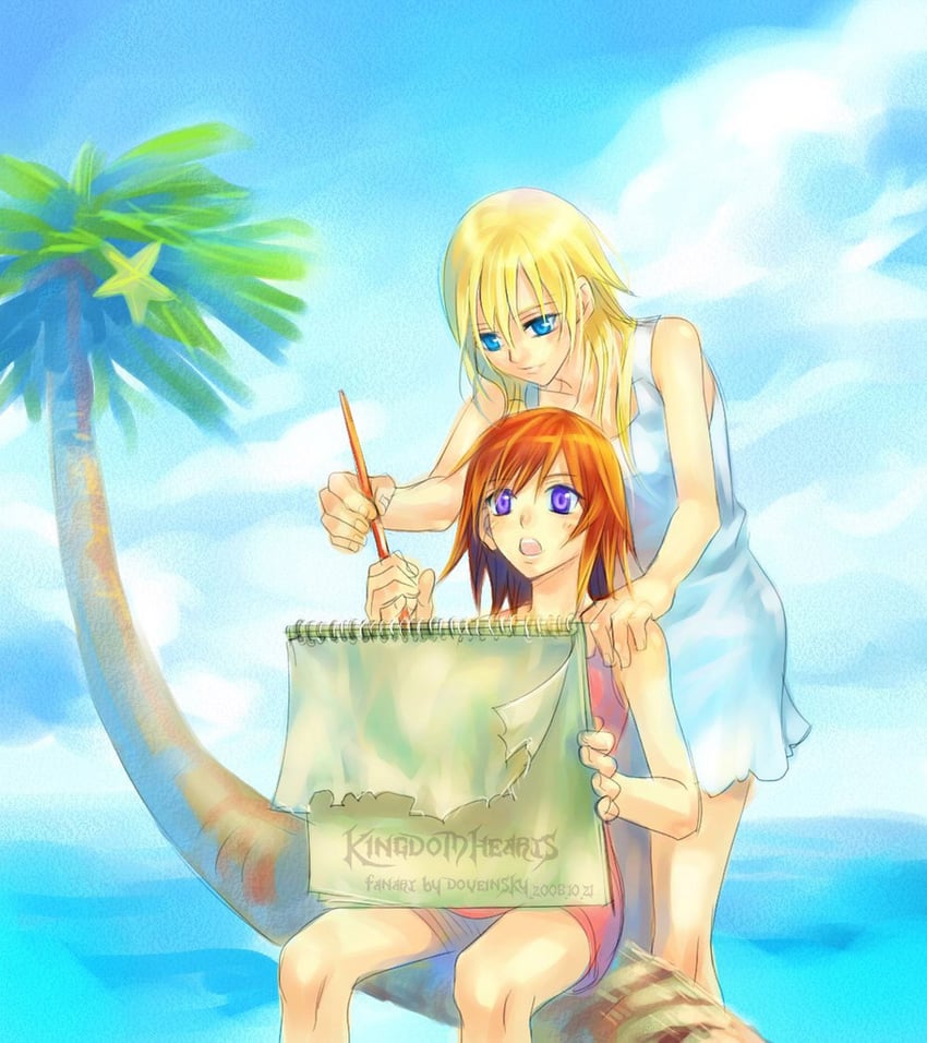 kairi and namine (kingdom hearts and 1 more) drawn by egosun