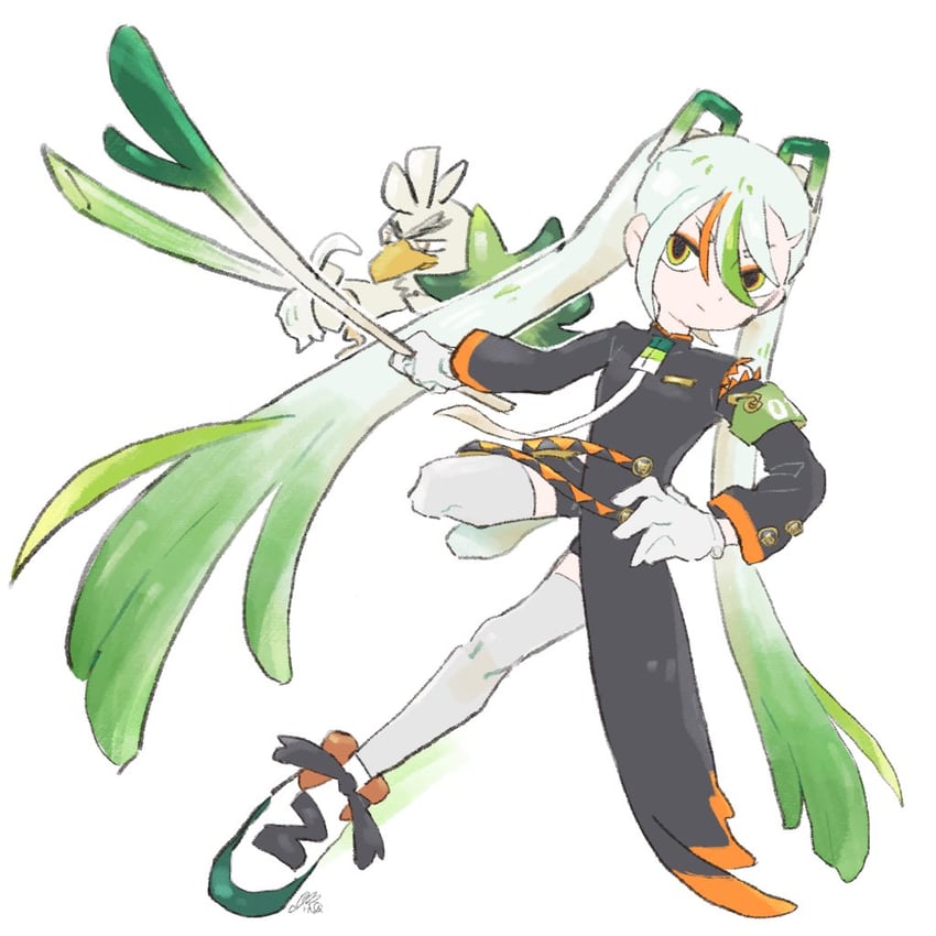 hatsune miku, sirfetch'd, and fighting miku (pokemon and 2 more) drawn by issa_1_3