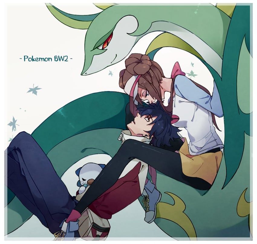 rosa, oshawott, serperior, and hugh (pokemon and 1 more) drawn by sayo_(sayo4171999)