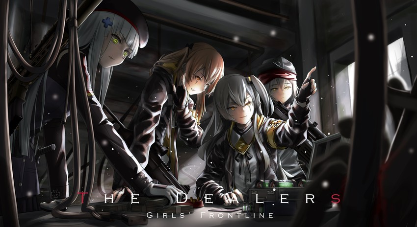 hk416, ump45, ump9, and g11 (girls' frontline) drawn by lu_(pixiv20967832)