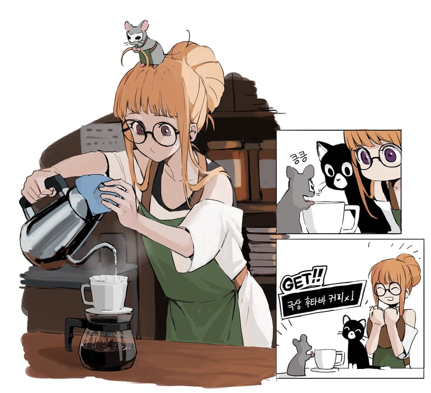 amamiya ren, sakura futaba, and morgana (persona and 2 more) drawn by 1_kdcrf