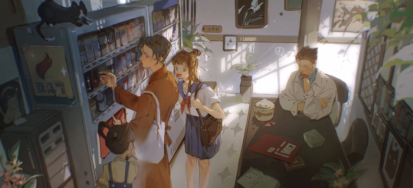 phoenix wright, miles edgeworth, maya fey, and pearl fey (ace attorney) drawn by liyuliyuzhou