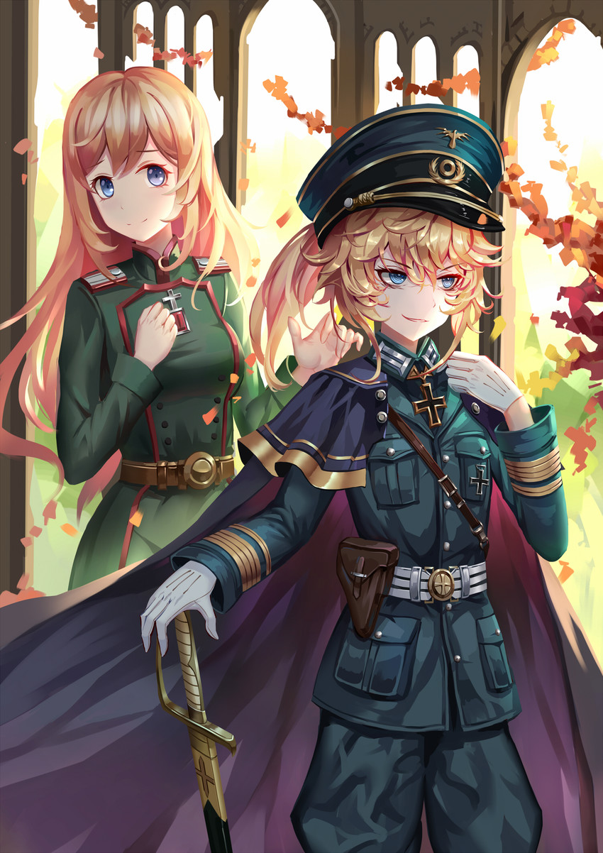 tanya degurechaff and viktoriya ivanovna serebryakov (youjo senki) drawn by aaeru