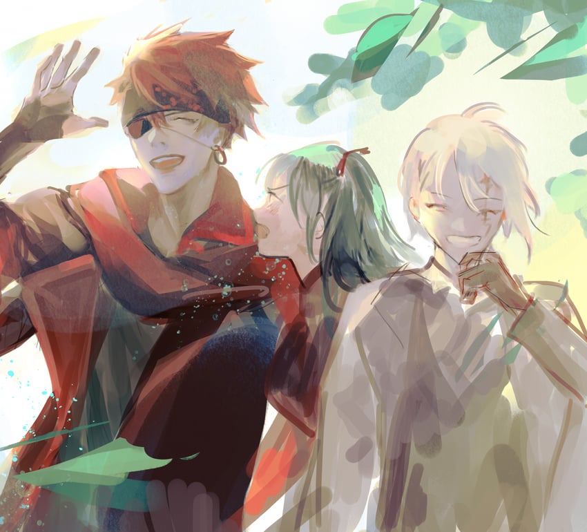 lenalee lee, allen walker, and lavi (d.gray-man) drawn by mibe_(goforit_mibe)