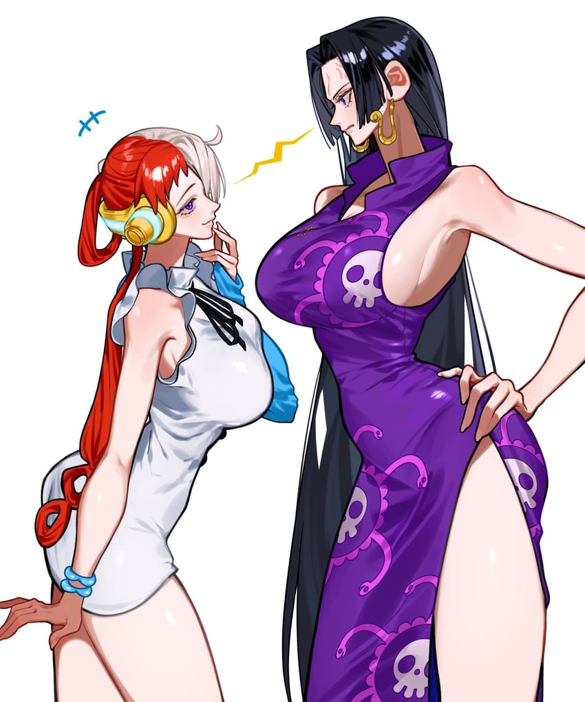 boa hancock and uta (one piece) drawn by siokosho_kinoko