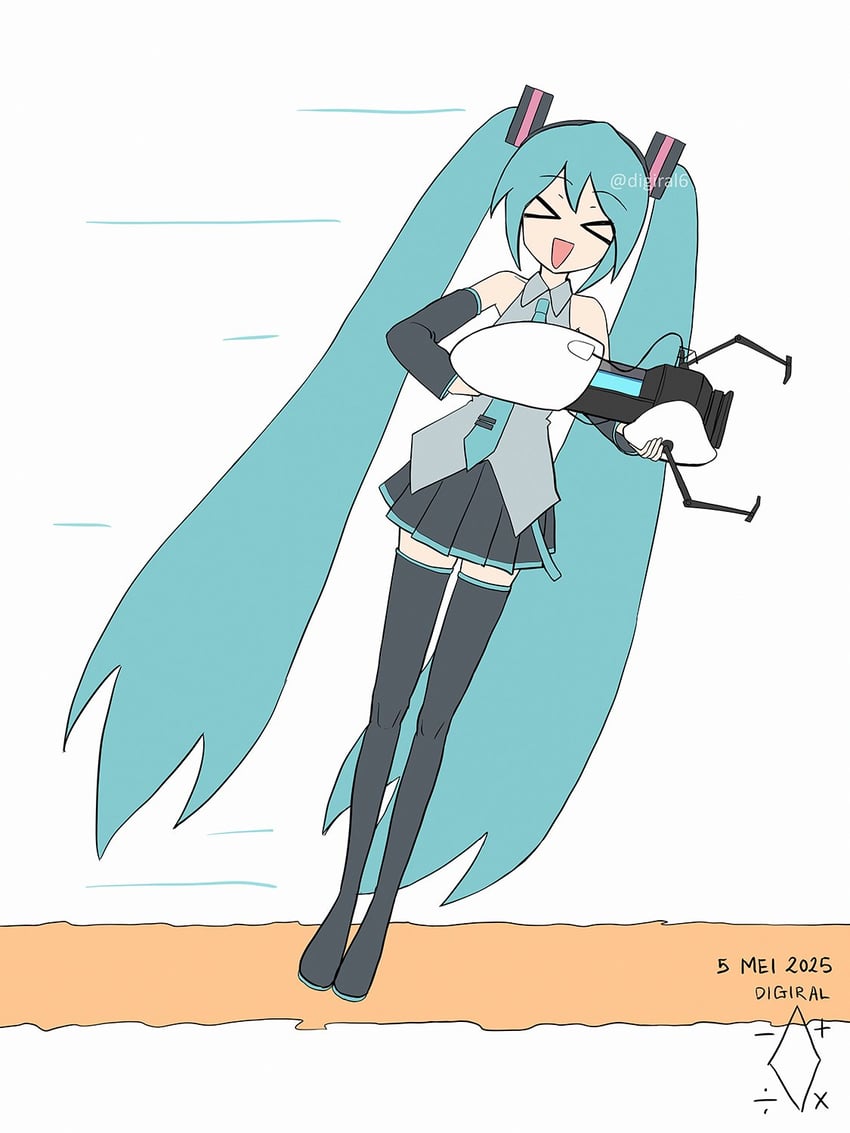 hatsune miku (vocaloid and 2 more) drawn by digiral