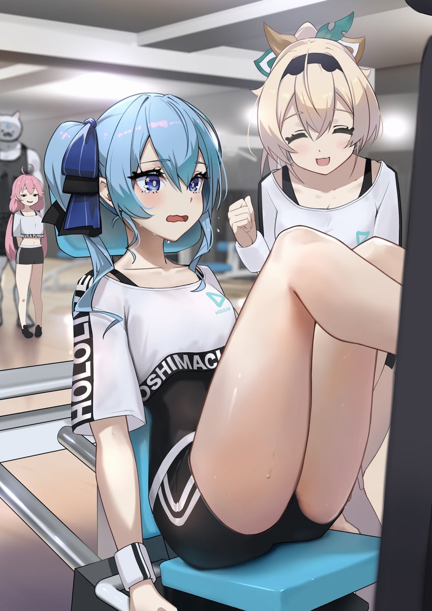 hoshimachi suisei, sakura miko, kazama iroha, and 35p (hololive) drawn by harada_isuka