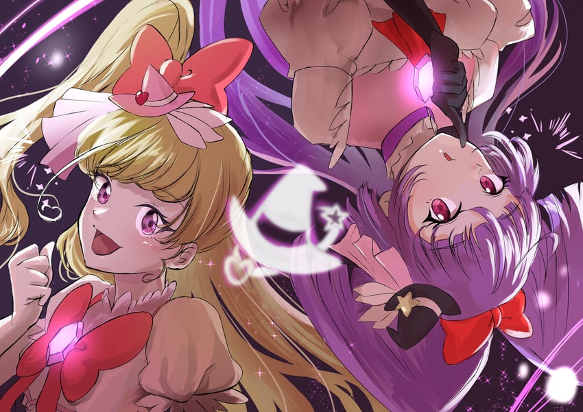 asahina mirai, izayoi liko, cure miracle, and cure magical (precure and 2 more) drawn by nekonatsu