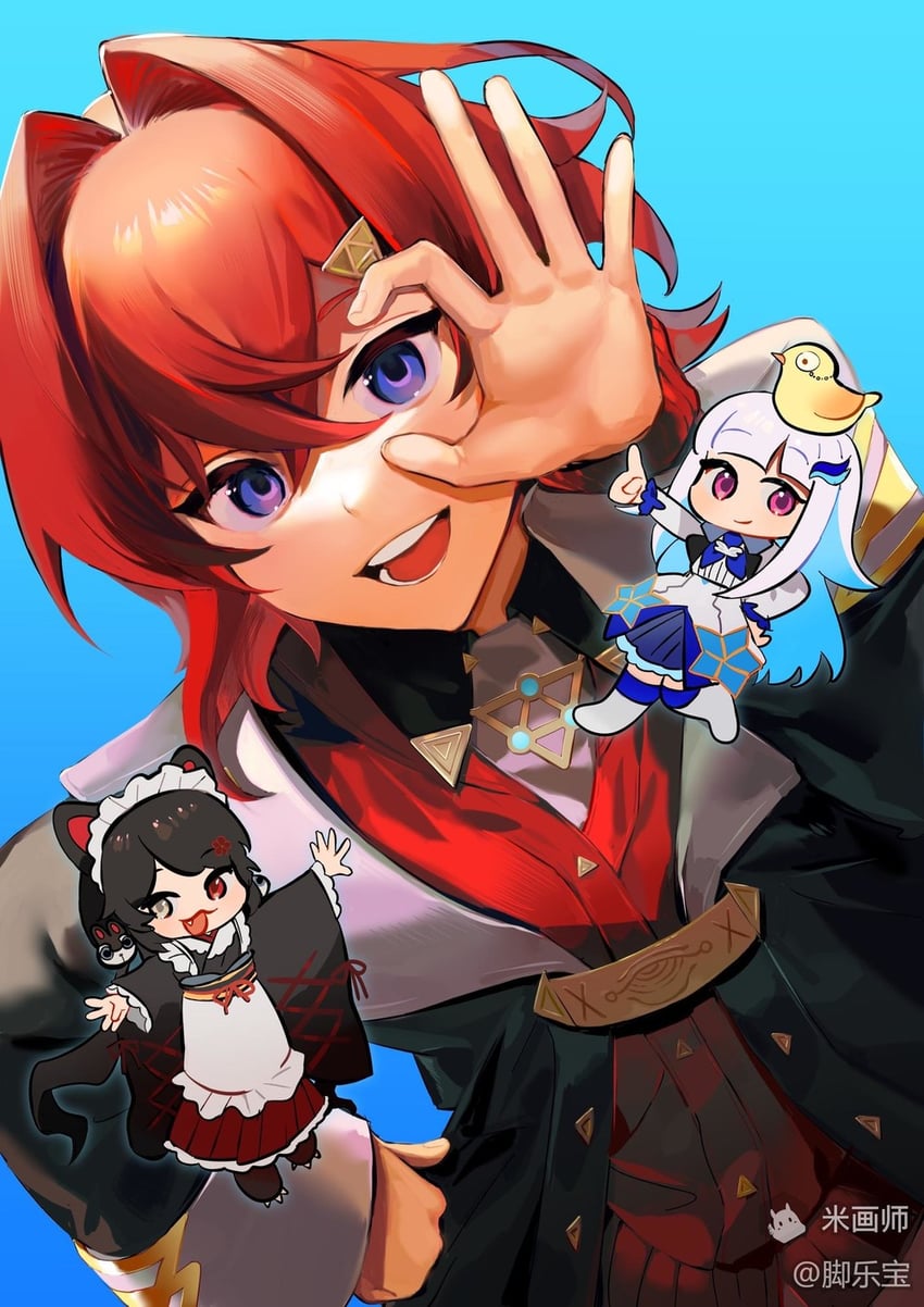lize helesta, ange katrina, inui toko, and sebastian piyodore (nijisanji) drawn by jiaolebao