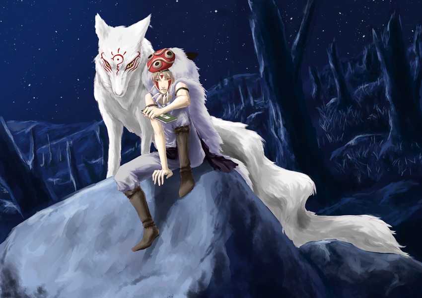 san, natsume takashi, and madara (mononoke hime and 1 more) drawn by moneynew