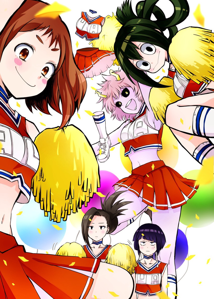 uraraka ochaco, asui tsuyu, yaoyorozu momo, ashido mina, jiro kyoka, and 1 more (boku no hero academia) drawn by mikan_(mikataaaa)