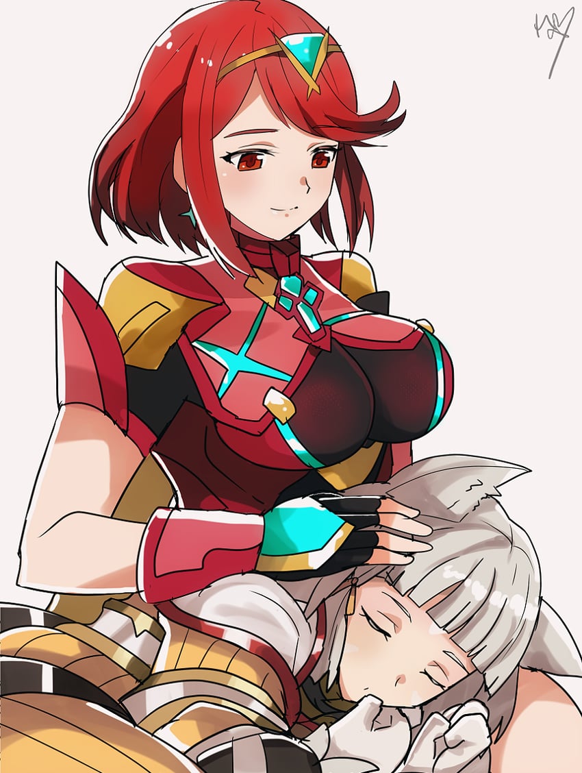 pyra and nia (xenoblade chronicles and 1 more) drawn by rem_(eyes_410)