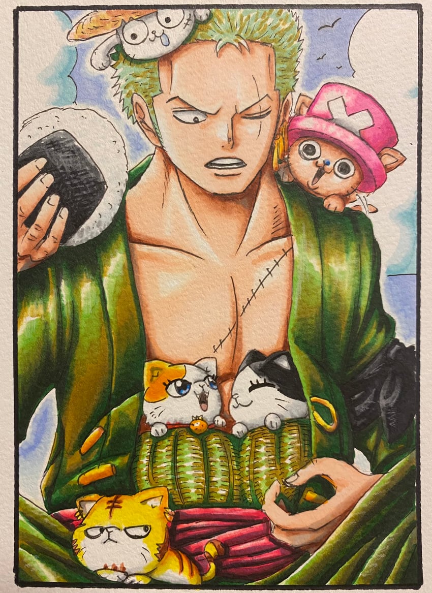 nami, monkey d. luffy, nico robin, roronoa zoro, trafalgar law, and 1 more (one piece) drawn by daichan_op