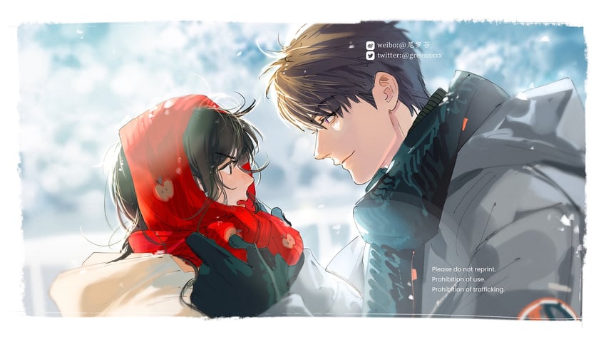 protagonist and caleb (love and deepspace) drawn by greenchou