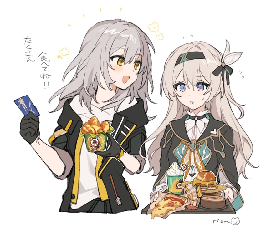 trailblazer, firefly, stelle, and clockie (honkai and 1 more) drawn by rizu033
