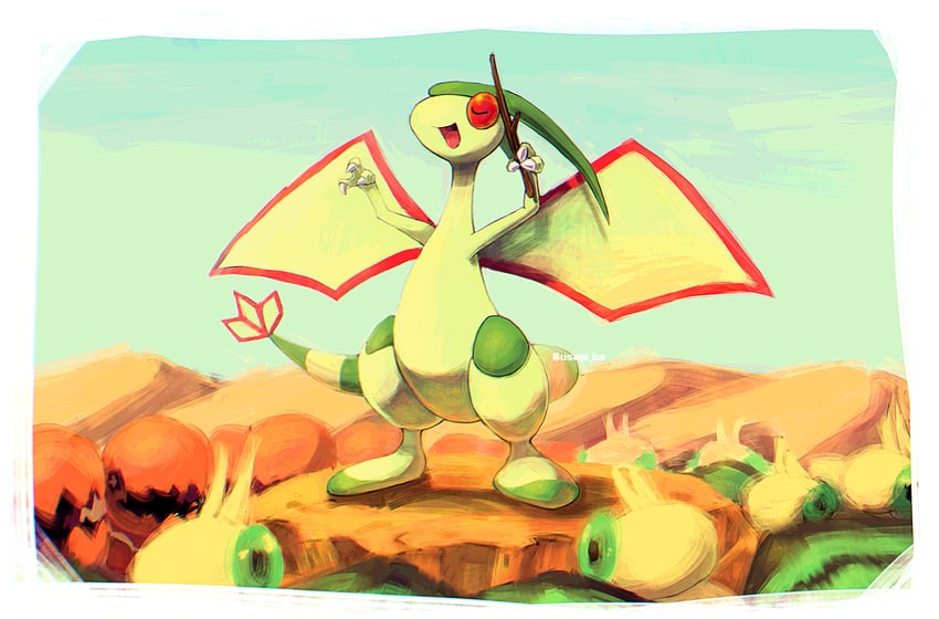 flygon, trapinch, and vibrava (pokemon) drawn by bishamon_(usagi_ba)
