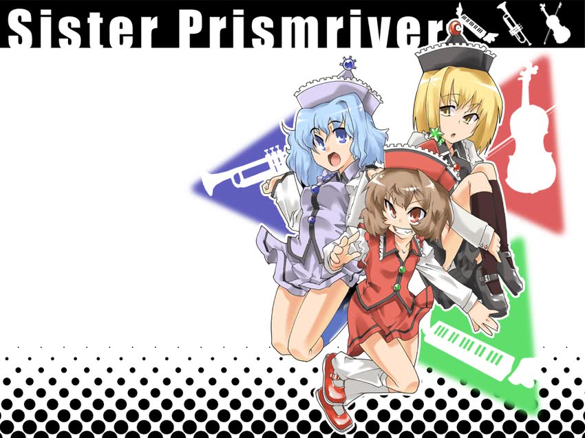 lunasa prismriver, merlin prismriver, and lyrica prismriver (touhou) drawn by gengorou
