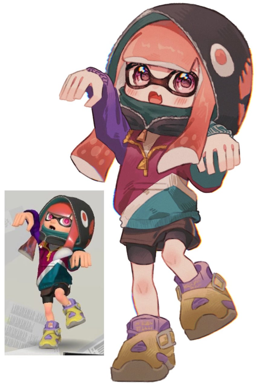 inkling player character and inkling girl (splatoon and 1 more) drawn by ochocho2828