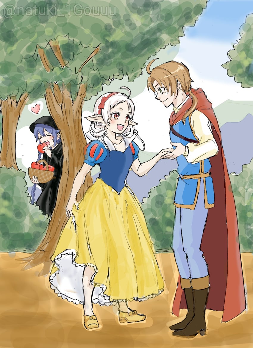 roxy migurdia, sylphiette, rudeus greyrat, snow white, queen grimhilde, and 1 more (mushoku tensei and 1 more) drawn by natuki1gouuu