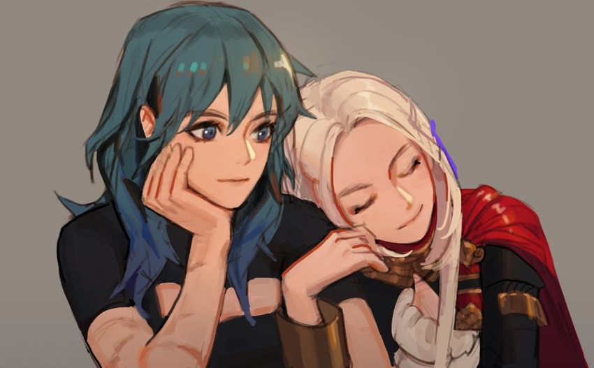 female byleth and edelgard von hresvelg (fire emblem and 1 more) drawn by h_nut