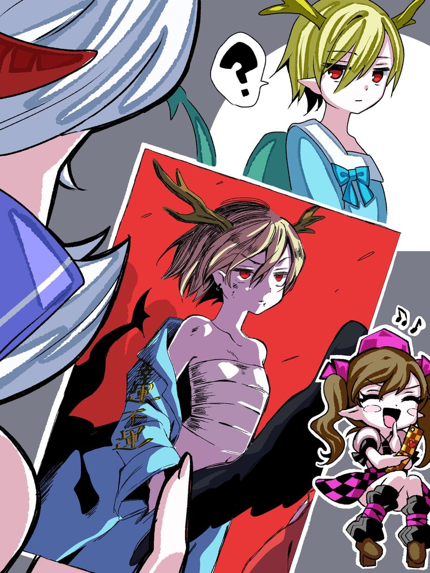 himekaidou hatate, kicchou yachie, and toutetsu yuuma (touhou) drawn by yuka_yukiusa