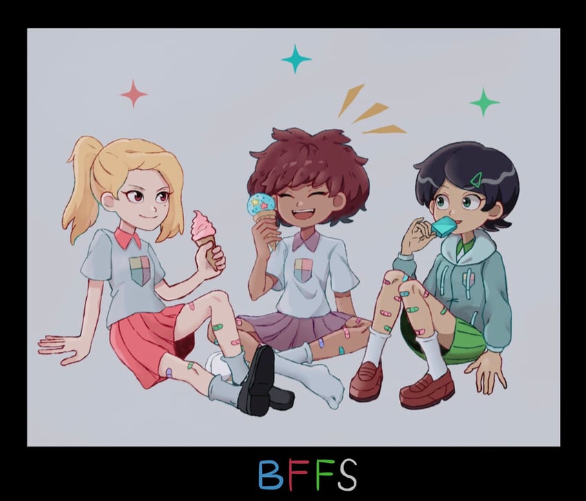 sasha waybright, anne boonchuy, and marcy wu (amphibia) drawn by junsui_(omori0310)