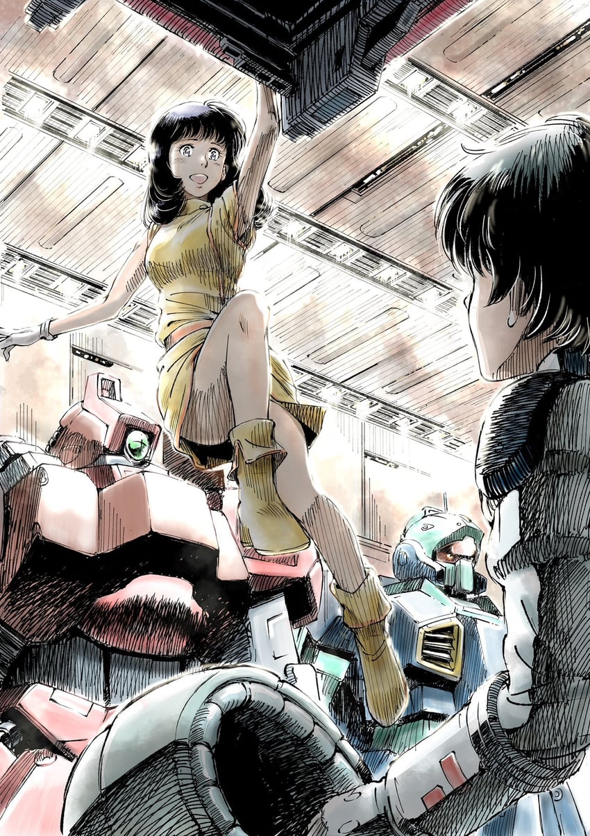 kamille bidan, fa yuiry, rick dias, nemo, and argama (gundam and 1 more) drawn by kaeru_no_papa
