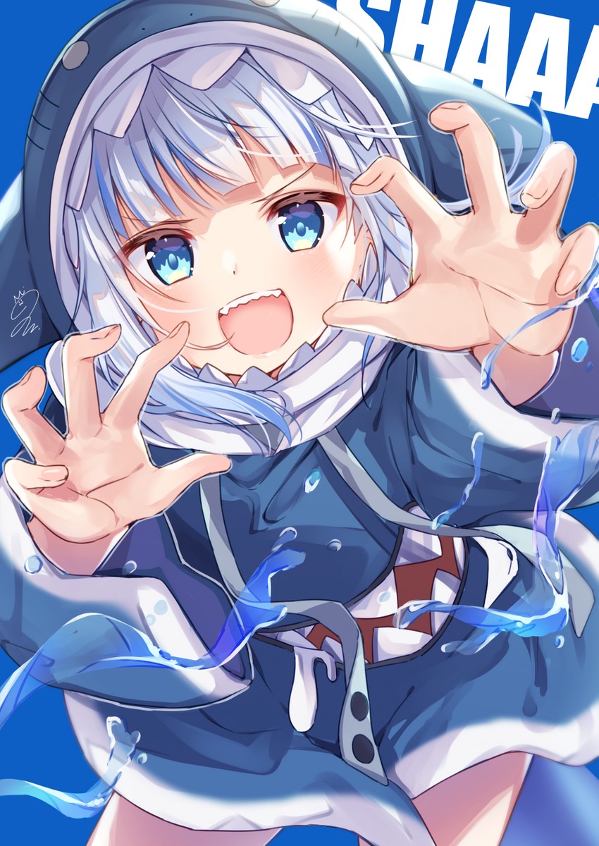 gawr gura (hololive and 1 more) drawn by miyahana_yu_(artist)
