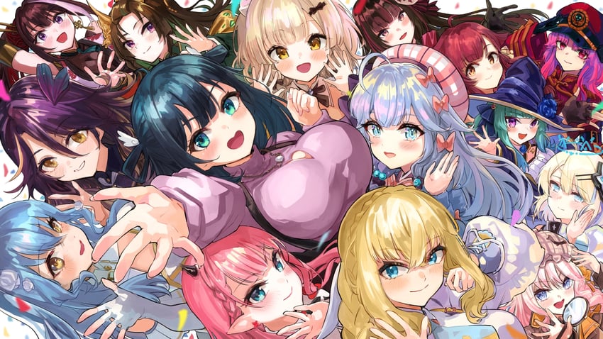 amano nene, lua asuka, shee icho, charlotte suzu, namiji freesia, and 10 more (production kawaii) drawn by ali_woli