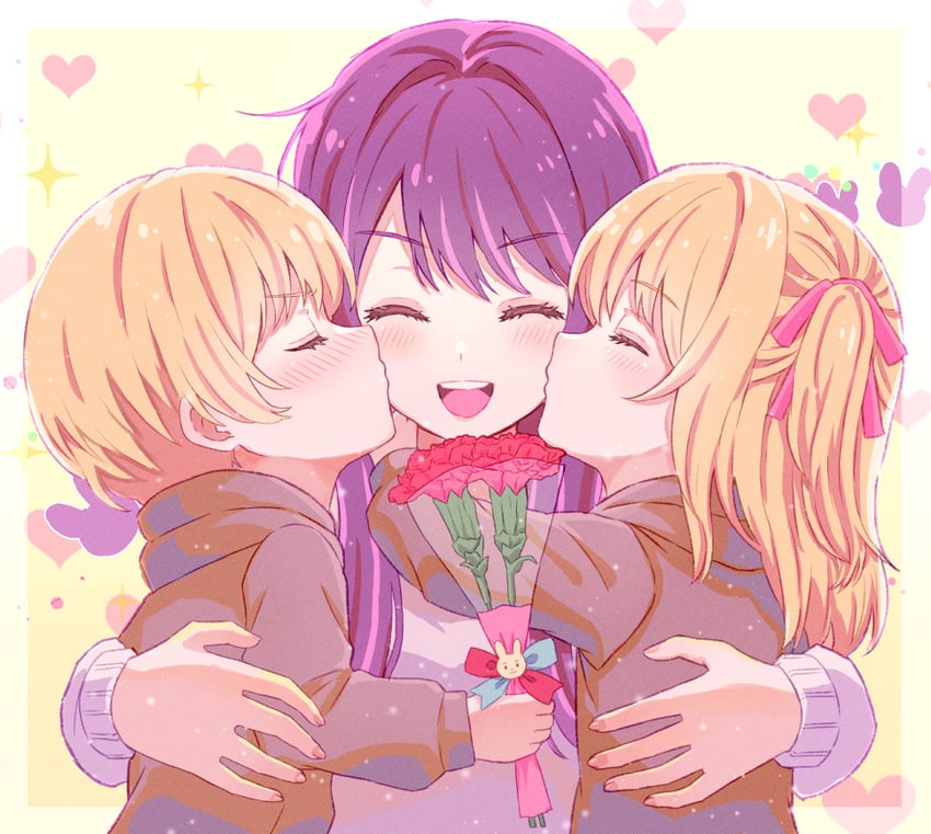 hoshino ai, hoshino ruby, and hoshino aquamarine (oshi no ko) drawn by sarasa_kouhaku