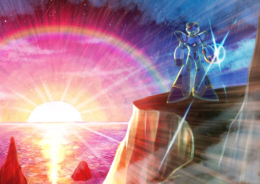 x and first armor x (mega man and 2 more) drawn by hi-go!