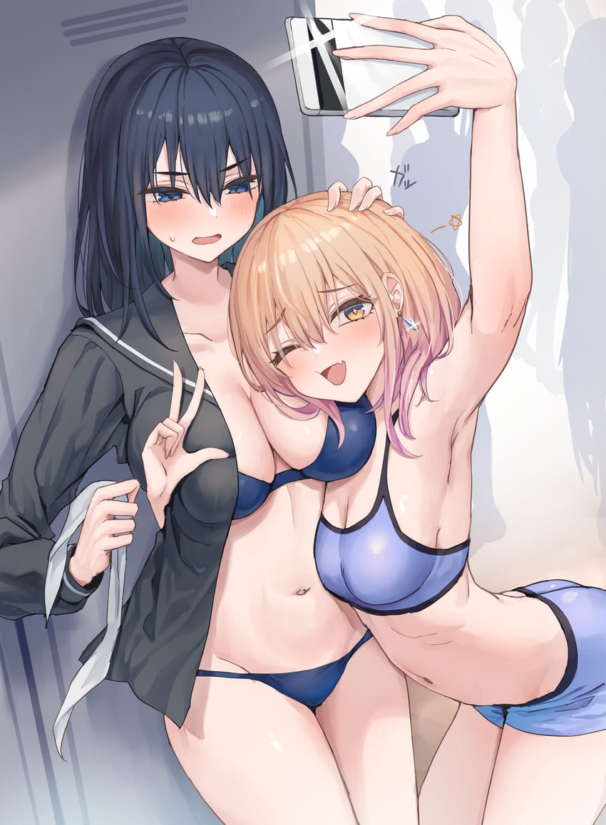 tsukumi tsumugi and hayasu rei (original) drawn by piripun