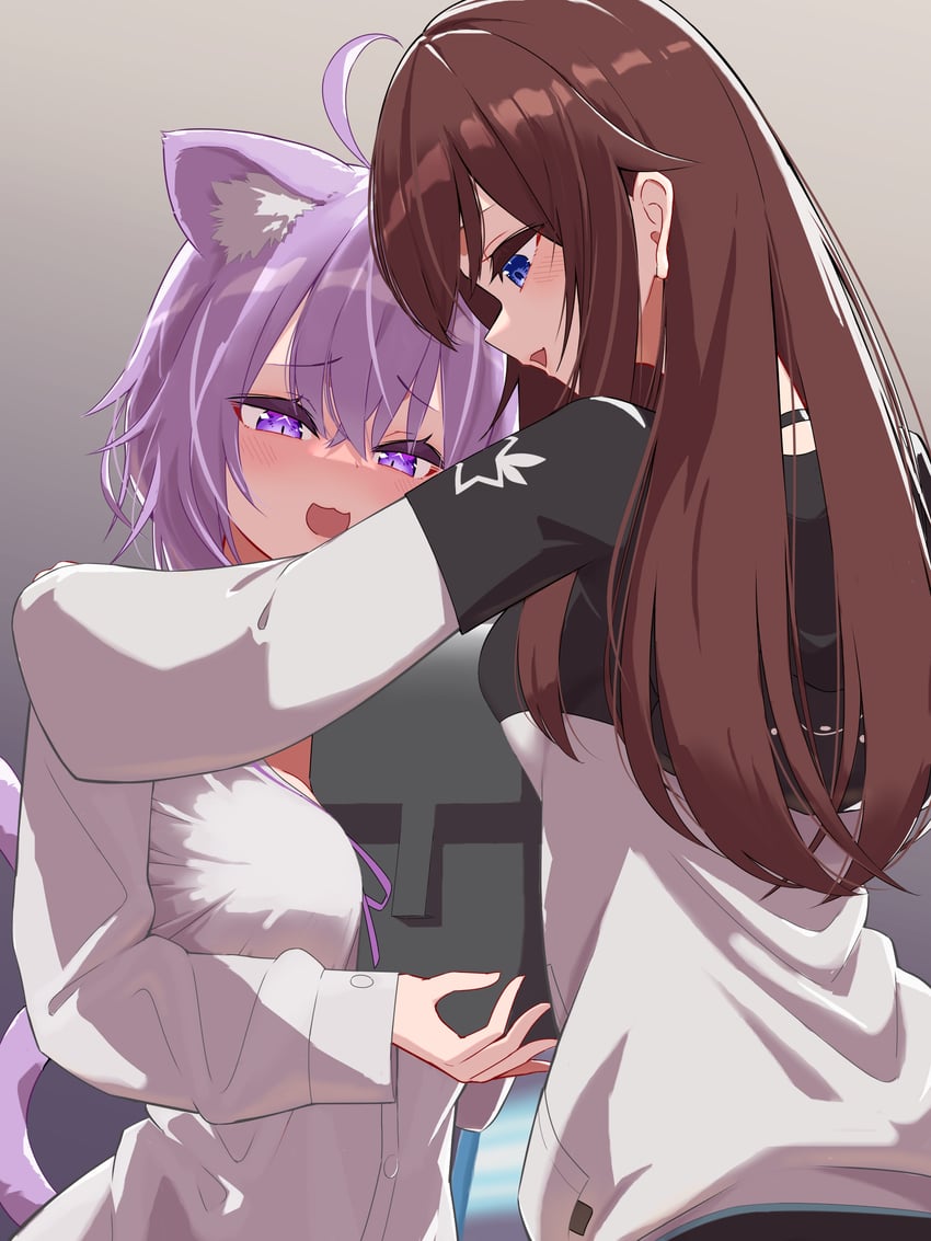 nekomata okayu and tokino sora (hololive) drawn by kuronaga