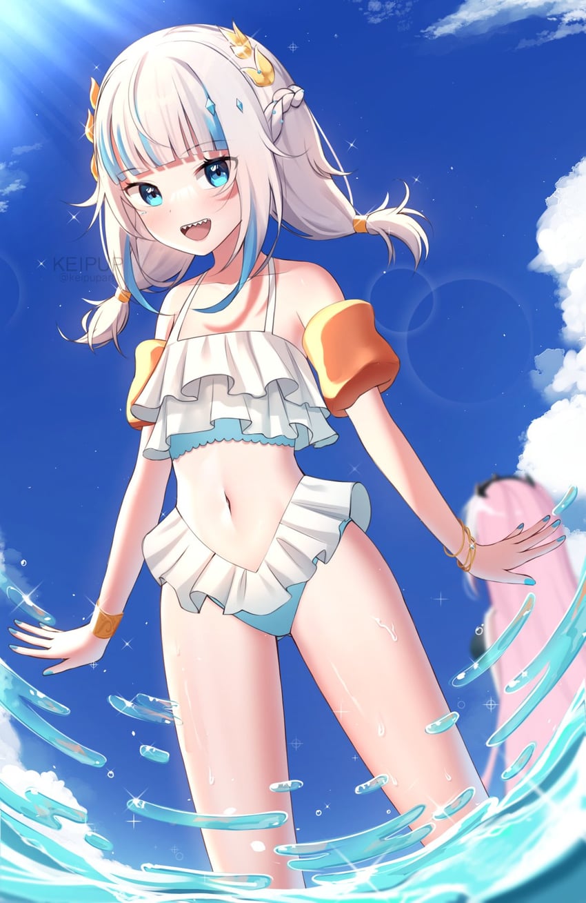 gawr gura and mori calliope (hololive and 1 more) drawn by keipup