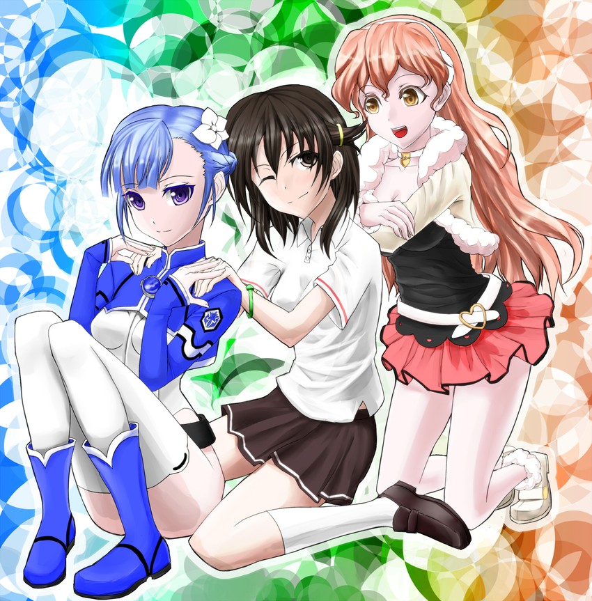 fin e ld si laffinty, kyouno madoka, and muginami (rinne no lagrange) drawn by suga_akira