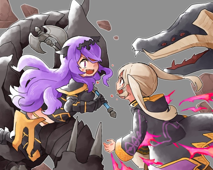 female robin, camilla, sawashiro miyuki, and grima (fire emblem and 3 more) drawn by shunrai