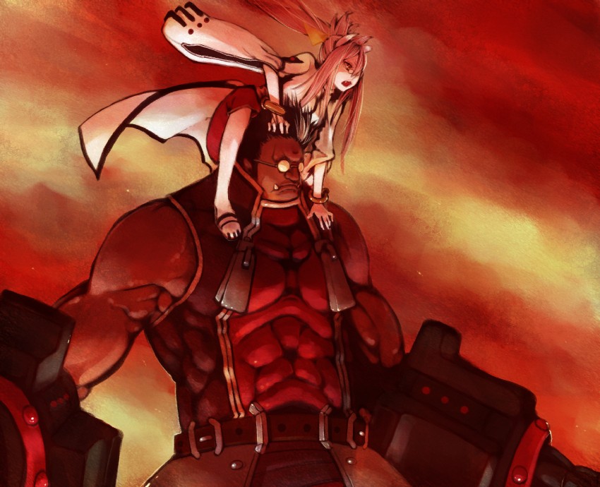 kokonoe and iron tager (blazblue) drawn by ishito_yuura
