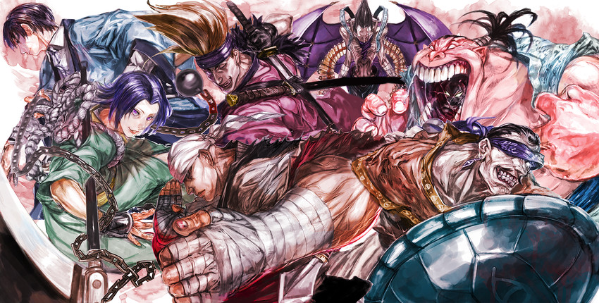 seta soujirou, honjou kamatari, yuukyuuzan anji, uonuma usui, sawagejou chou, and 2 more (rurouni kenshin) drawn by hanarabiwarco