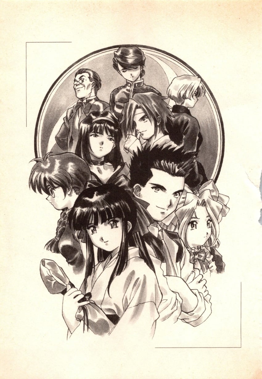 shinguuji sakura, kanzaki sumire, iris chateaubriand, ri kouran, maria tachibana, and 4 more (sakura taisen) drawn by matsubara_hidenori