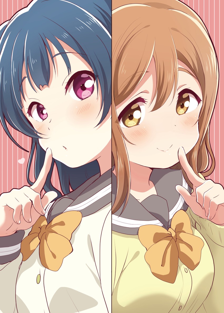tsushima yoshiko and kunikida hanamaru (love live! and 1 more) drawn by mezashi_(mezamashi_set)