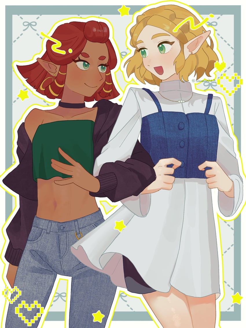 princess zelda and riju (the legend of zelda and 1 more) drawn by nameko_(nanakake2)