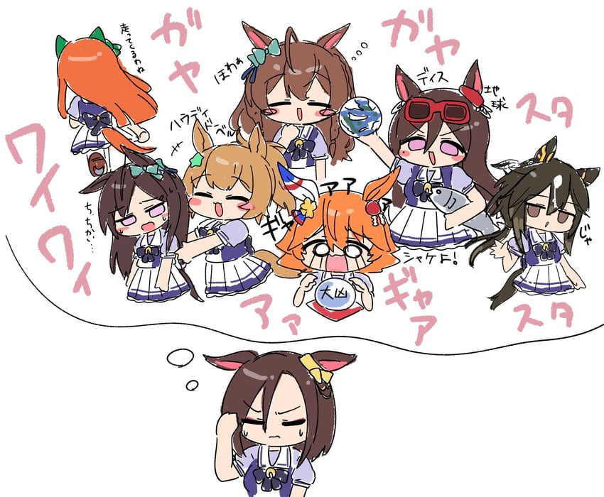 silence suzuka, air groove, matikanefukukitaru, mejiro dober, taiki shuttle, and 3 more (umamusume) drawn by mei_(meimyan)