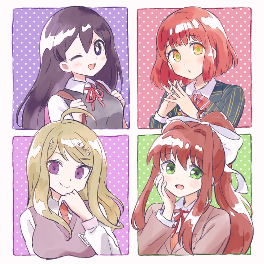 akamatsu kaede, monika, mari, and nanami haruka (danganronpa and 4 more) drawn by mihimihi31
