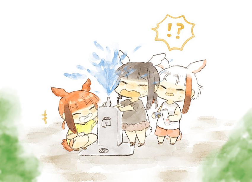 japanese crested ibis, scarlet ibis, and black-headed ibis (kemono friends) drawn by moeki_(moeki0329)