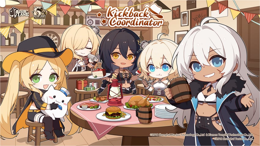 meowfficer, south dakota, hornet, indiana, oklahoma, and 2 more (azur lane) drawn by yumo_(mimengfeixue)