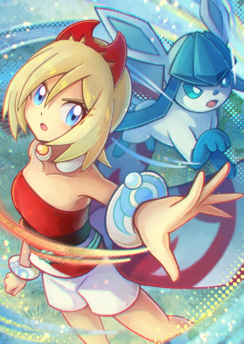 glaceon and irida (pokemon and 1 more) drawn by amando_nut