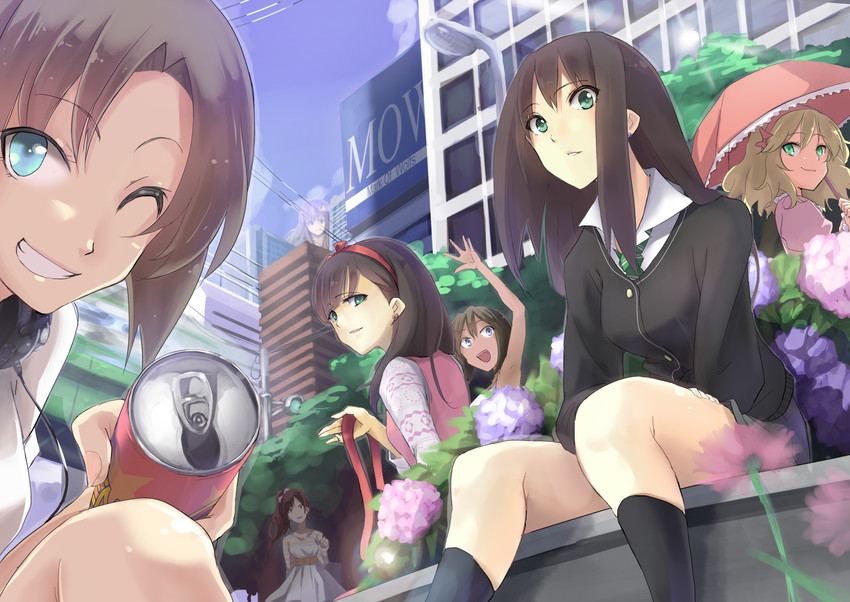 shibuya rin, sakurai momoka, moroboshi kirari, sakuma mayu, tada riina, and 1 more (idolmaster and 1 more) drawn by nanahoshi_kou