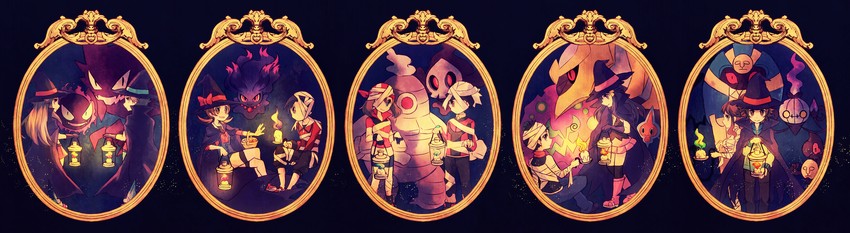 dawn, may, hilda, red, rotom, and 17 more (pokemon and 5 more) drawn by kabocha_torute