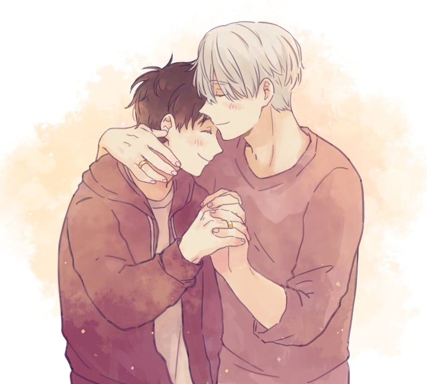 katsuki yuuri and viktor nikiforov (yuri!!! on ice) drawn by ruakikoru