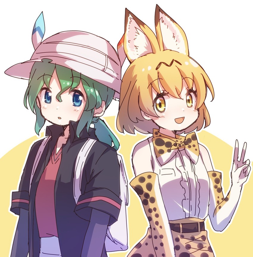 serval and kaban (kemono friends) drawn by nyaa_(nnekoron)